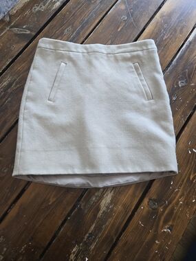 J. Crew Cream Wool Mini Skirt with Welt Pockets